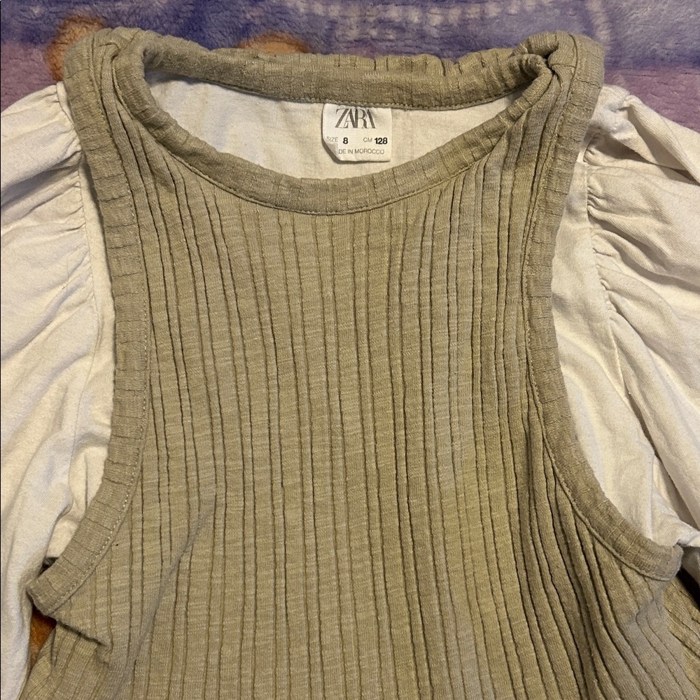 Zara Women's Ribbed Khaki Tank Top